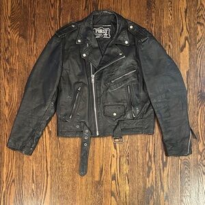 Vintage Thick Heavyweight Leather Motorcycle Jacket